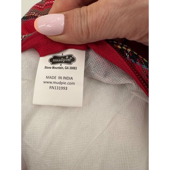 Christmas Tree & Wreath Decorative Throw Pillows Set Of 2 16"x16" Mud Pie Cotton - Picture 6 of 9